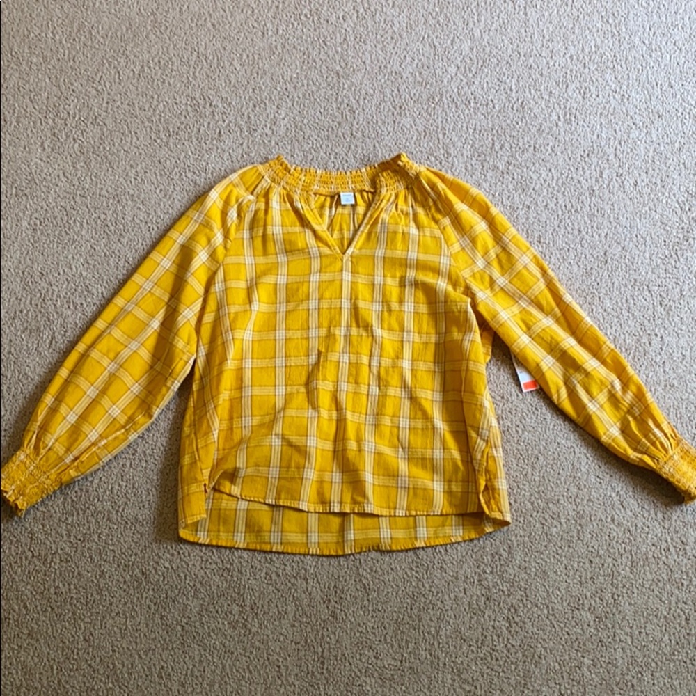 Old navy yellow/gold plaid shirt